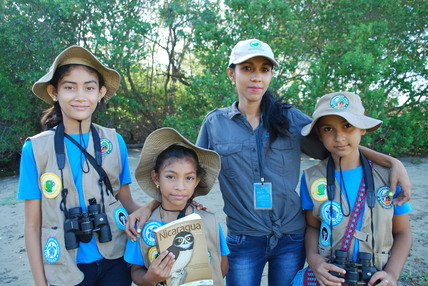 Junior Rangers and Paso Pacifico Ranger Yajaira out on the January 3rd Christmas Bird Count